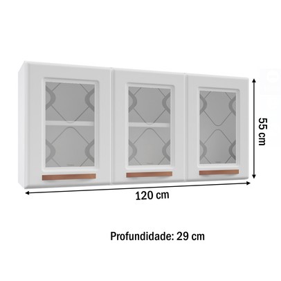 Armário Aéreo Cozinha em Aço Mirage New 3 Portas 1 Prateleira Branco - Telasul