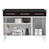 Balcão de Cozinha para Pia em Aço Mirage New 3 Portas 3 Gavetas Branco/Preto - Telasul