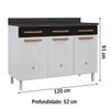 Balcão de Cozinha para Pia em Aço Mirage New 3 Portas 3 Gavetas Branco/Preto - Telasul