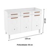 Balcão de Cozinha para Pia em Aço Mirage New 3 Portas 2 Gavetas Branco - Telasul