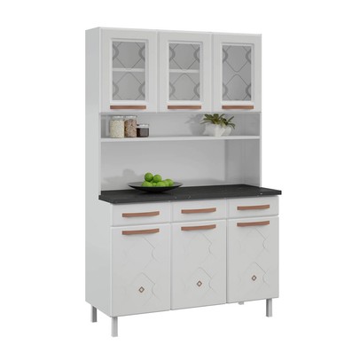 Cozinha de Aço Compacta Mirage New 6 Portas 3 Gavetas Branco - Telasul