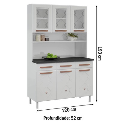 Cozinha de Aço Compacta Mirage New 6 Portas 3 Gavetas Branco - Telasul