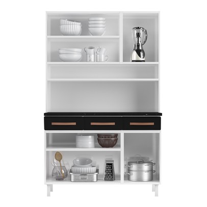 Cozinha de Aço Compacta Mirage New 6 Portas 3 Gavetas Branco/Preto - Telasul