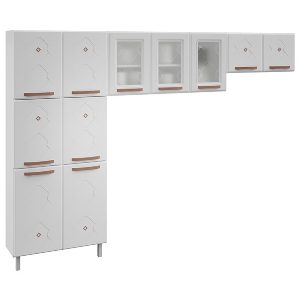 Cozinha de Aço Compacta Mirage New 11 Portas 6 Prateleiras Branco - Telasul
