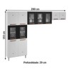 Cozinha de Aço Compacta Mirage New 11 Portas 6 Prateleiras com Vidro Branco/Preto - Telasul