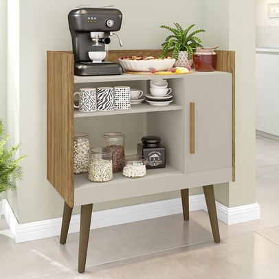 Aparador Café Ii 1 Porta 1 Prateleira Cinamomo/Off-White - Móveis Bechara