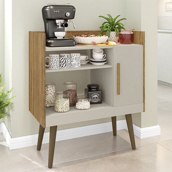 Aparador Café Ii 1 Porta 1 Prateleira Cinamomo/Off-White - Móveis Bechara