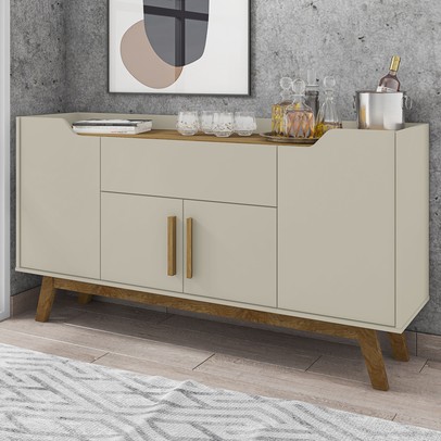 Balcão Buffet Future 4 Portas 1 Gaveta Off White/Cinamomo - Móveis Bechara