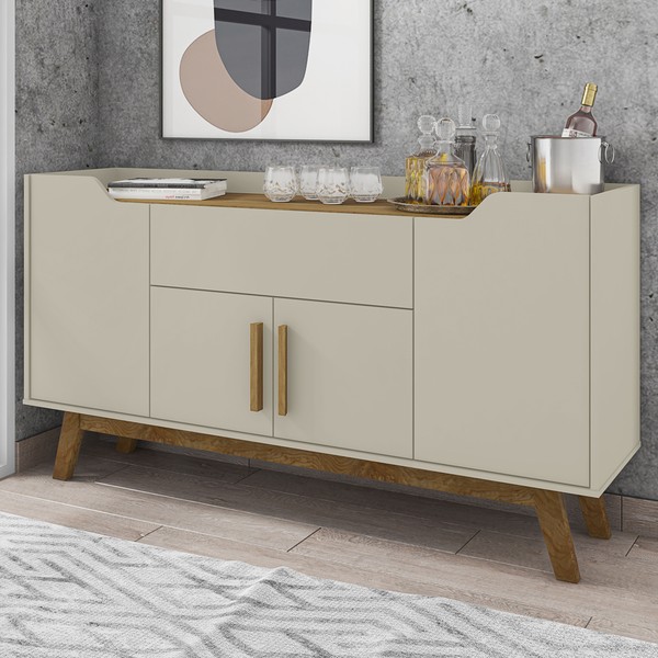 Balcão Buffet Future 4 Portas 1 Gaveta Off White/Cinamomo - Móveis Bechara