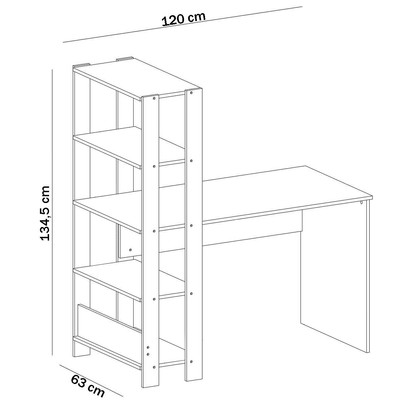 Mesa Escrivaninha Match 3 Prateleiras Off White/Carvalho - Artely