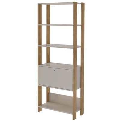 Estante para Livros Match 1 Porta 3 Prateleiras Off White/Carvalho - Artely