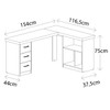 Mesa Escrivaninha  Mali 3 Gavetas Olmo/Branco - Artany