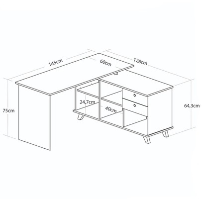 Mesa Escrivaninha Gold 2 Gavetas 2 Prateleiras Branco/Olmo - Artany