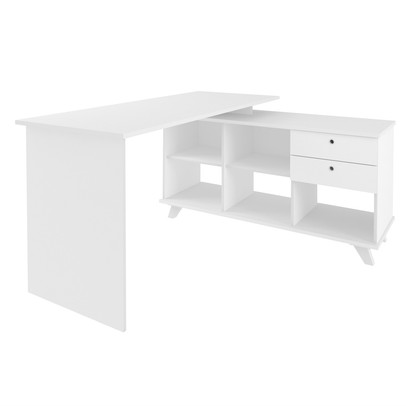Mesa Escrivaninha Gold 2 Gavetas 2 Prateleiras Branco - Artany