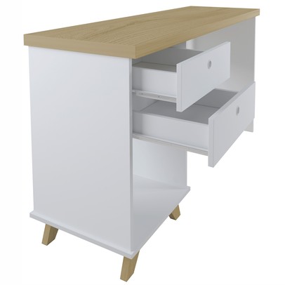 Mesa Escrivaninha Sky 2 Gavetas 1 Nicho Olmo/Branco - Artany