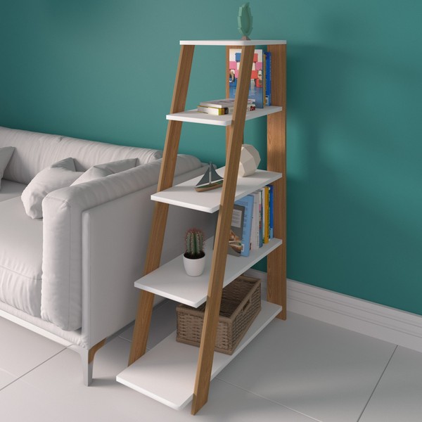 Estante para Livros Star 4 Prateleiras Freijó/Branco - Artany