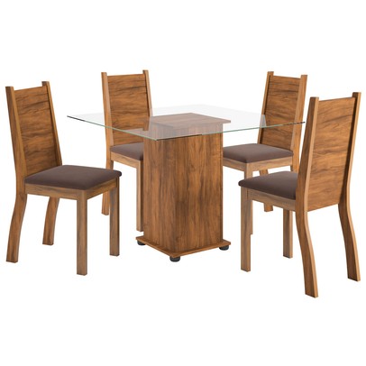 Mesa de Jantar 4 Lugares Nathy Seda/Fume - Viero Móveis