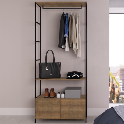 Closet Steel Quadra 2 Gavetas 1 Prateleira Vermont/Preto - Artesano