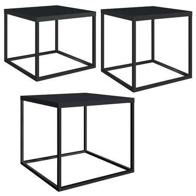 Mesa de Centro Cube Conjunto 3 Peças Preto - Artesano