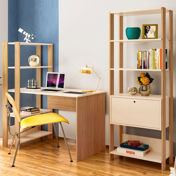 Escritório Completo Match 1 Porta Off White/Carvalho - Artely