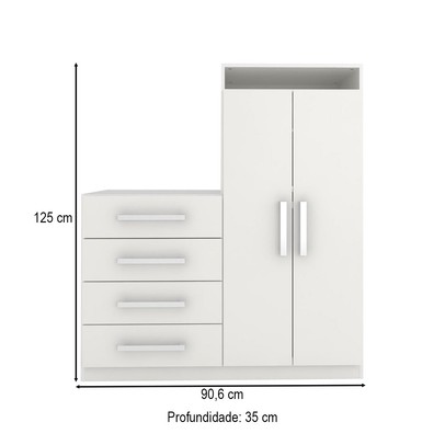 Cômoda 2 Portas 4 Gavetas New Branco - Panorama Móveis