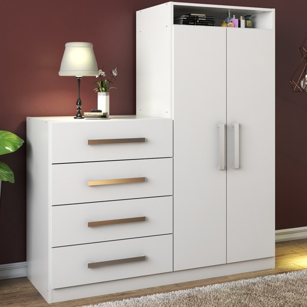 Cômoda 2 Portas 4 Gavetas New Branco - Panorama Móveis