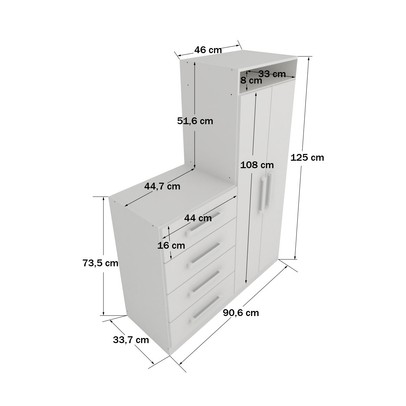 Cômoda 2 Portas 4 Gavetas New Branco - Panorama Móveis