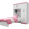 Guarda-Roupa Solteiro Lisboa 4 Portas 3 Gavetas Branco/Pink - Mx Móveis