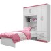 Guarda-Roupa Solteiro Lisboa 4 Portas 3 Gavetas Branco/Pink - Mx Móveis