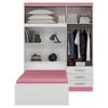 Guarda-Roupa Solteiro Lisboa 4 Portas 3 Gavetas Branco/Pink - Mx Móveis