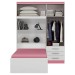 Guarda-Roupa Solteiro Lisboa 4 Portas 3 Gavetas Branco/Pink - Mx Móveis
