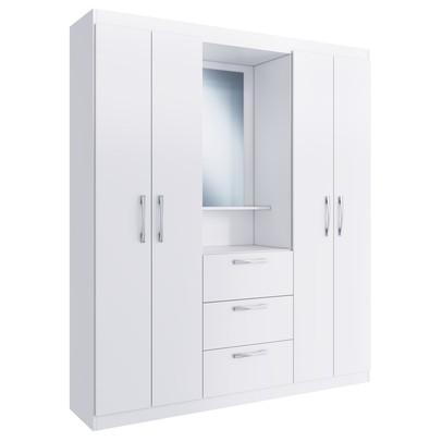 Guarda-Roupa Solteiro Panamá 4 Portas 3 Gavetas Branco - Doripel