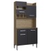 Cozinha Compacta 4 Portas 1 Gaveta Ac4100 Wood/Preto - Decibal Móveis