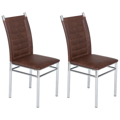 Cadeiras Kit 2 Cadeiras Tokio Cromado/Marrom - Art Panta