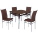 Mesa de Jantar 4 Lugares Riviera Quadrada Cromado/Castanho - Art Panta