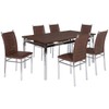 Mesa de Jantar 6 Lugares Riviera Cromado/Castanho - Art Panta