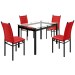 Mesa de Jantar 4 Lugares Tokio com Vidro Preto/Vermelho - Art Panta