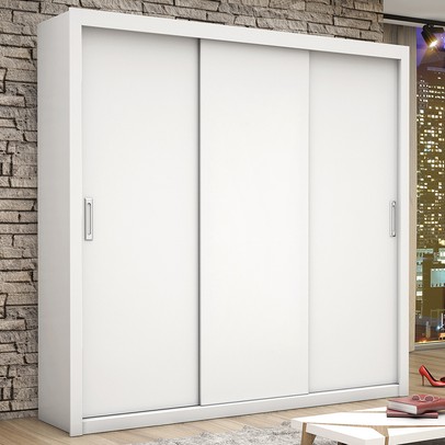 Guarda-Roupa Casal Bahia 3 Portas 4 Gavetas Branco – Carioca Móveis