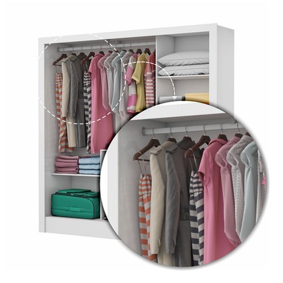 Guarda-Roupa Casal Santiago 3 Portas 3 Gavetas com Espelho Branco – Carioca Móveis