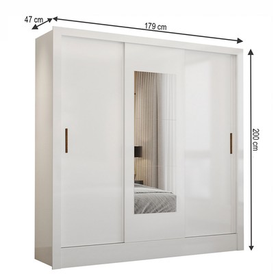 Guarda-Roupa Casal Santiago 3 Portas 3 Gavetas com Espelho Branco – Carioca Móveis