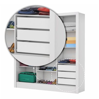 Guarda-Roupa Casal Santiago 3 Portas 3 Gavetas com Espelho Branco – Carioca Móveis