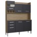 Cozinha Compacta 6 Portas 2 Gavetas Ac6200 Wood/Preto - Decibal Móveis
