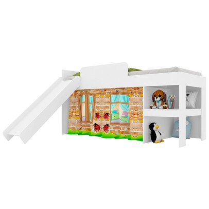 Cama Infantil com Escorregador Playground Branco - Art In Móveis