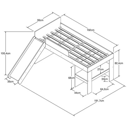 Cama Infantil com Escorregador Playground Branco - Art In Móveis