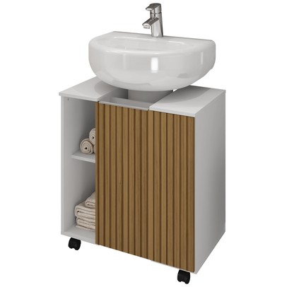 Armário de Banheiro Pequin 1 Porta 5 Prateleiras Branco - Bechara