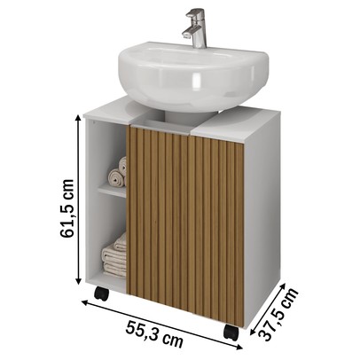 Armário de Banheiro Pequin 1 Porta 5 Prateleiras Branco - Bechara