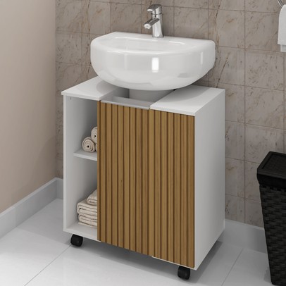 Armário de Banheiro Pequin 1 Porta 5 Prateleiras Branco - Bechara