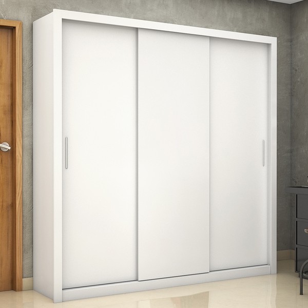 Guarda-Roupa Casal Clarice 3 Portas 4 Gavetas Branco - Pnr Móveis