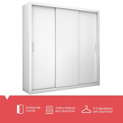Guarda-Roupa Casal Clarice 3 Portas 4 Gavetas Branco - Pnr Móveis