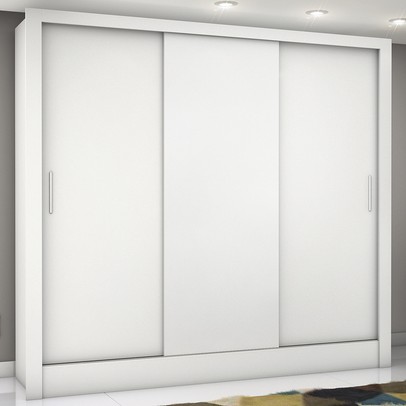 Guarda-Roupa Casal Santiago 3 Portas 3 Gavetas Branco - Pnr Móveis